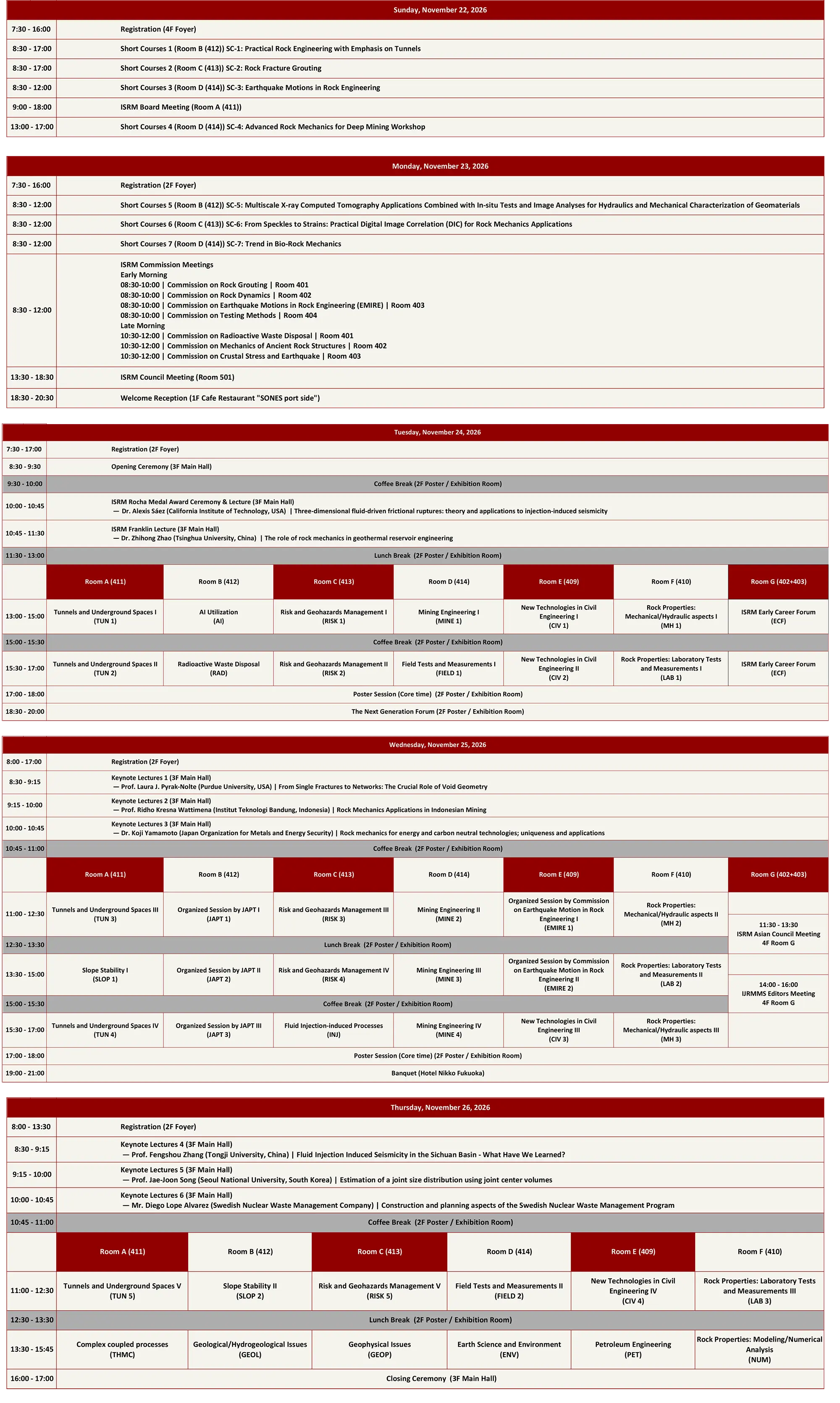 Timetable